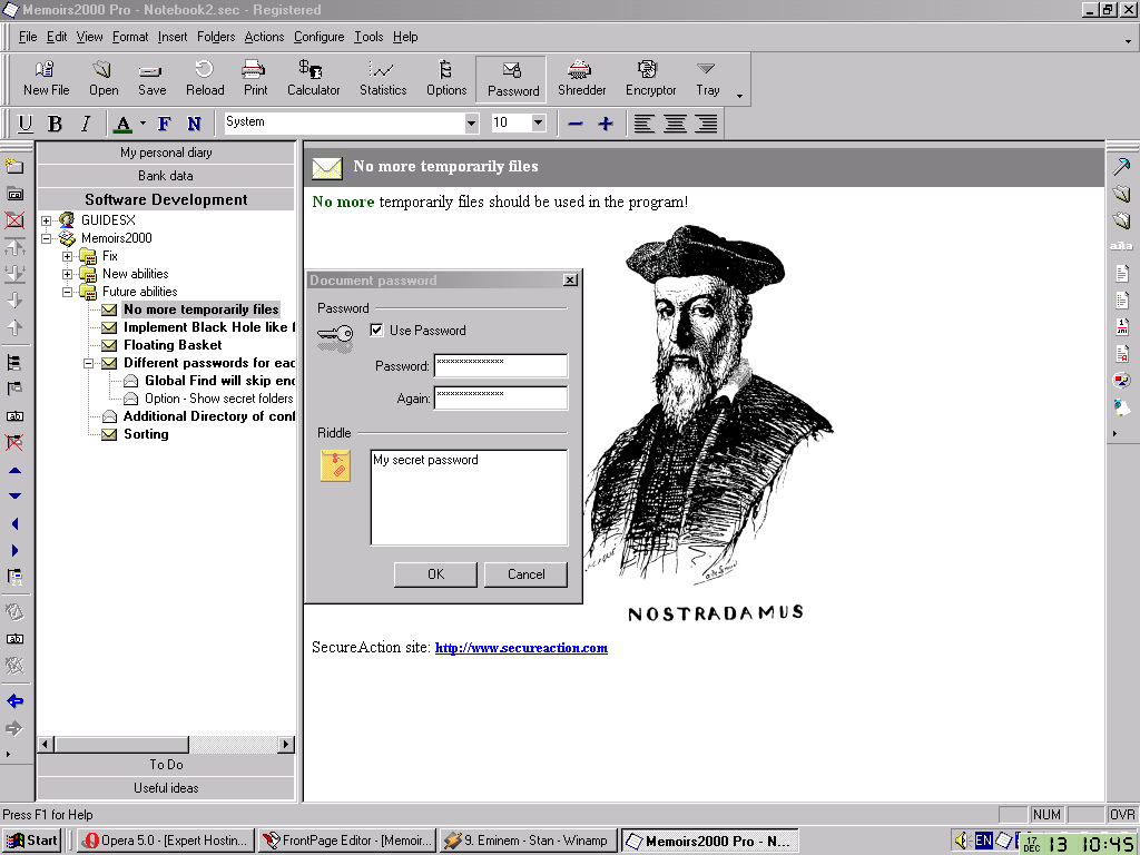 Screenshot of Secure Notes Organizer